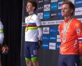 Il podio dei Mondiali di ciclismo - Screenshot © Eurosport