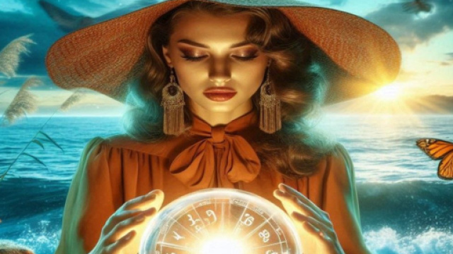 Donna e oroscopo generato con &copy; AI Copilot.