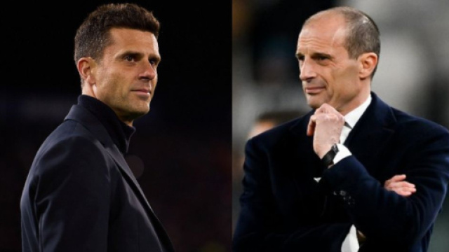 Thiago Motta, allenatore della Juventus e Massimiliano Allegri. Foto © Juventus