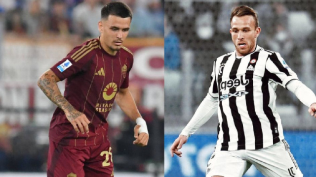 Enzo L&egrave; Fee, centrocampista della Roma. Foto &copy; Sky Sport. Arthur, centrocampista della Juventus. Foto &copy; Juventus