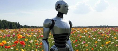 Robot e natura - antitesi del pensiero primordiale - © Foto Bing IA