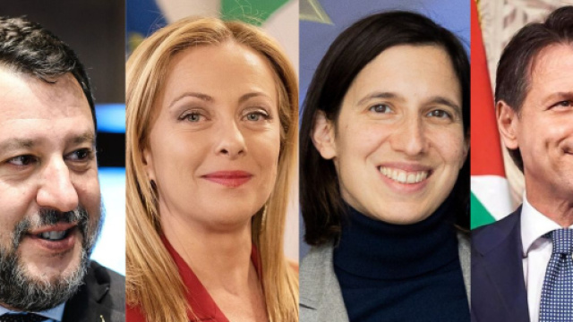 Matteo Salvini, Giorgia Meloni, Elly Schlein e Giuseppe Conte (© Wikimedia commons)