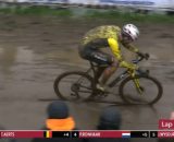 Wout van Aert nel ciclocross di Dendermonde - © Screenshot Eurosport