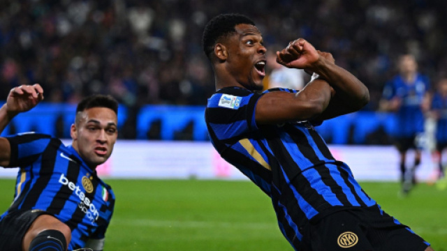 L'esultanza di Dumfries &copy; screenshot Mediaset.