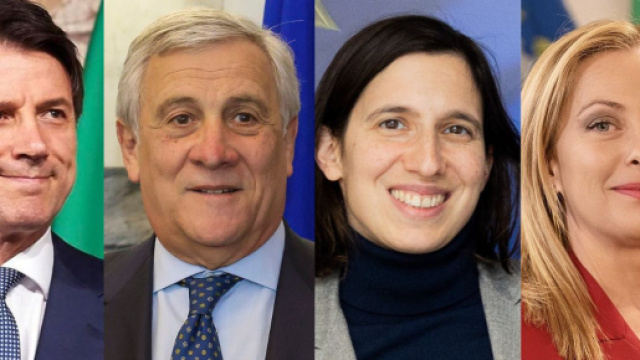 Giuseppe Conte, Antonio Tajani, Elly Schlein e Giorgia Meloni (© Wikimedia commons)