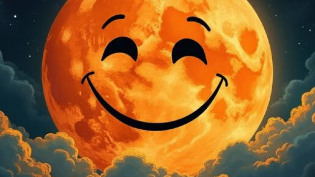 Luna arancione con faccia sorridente © Grox AI X