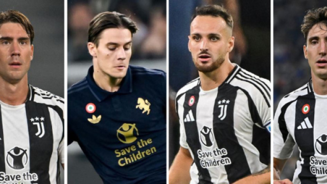 Dusan Vlahovic, Nicol&ograve; Fagioli, Federico Gatti e Andrea Cambiaso. Foto &copy; Juventus FC