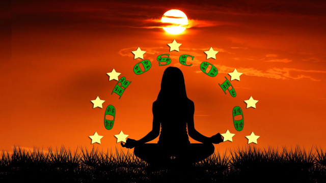 Donna in posizione yoga con le stelline dell'oroscopo - © Roberta Carsoli.