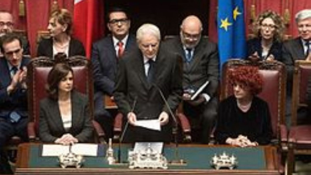 Il Presidente Mattarella in Parlamento (foto &copy; wikipedia)