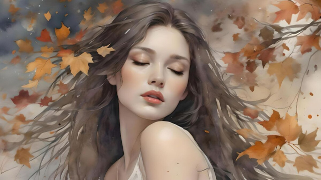 Donna con capelli sciolti in un clima autunnale - © Pixabay IA.