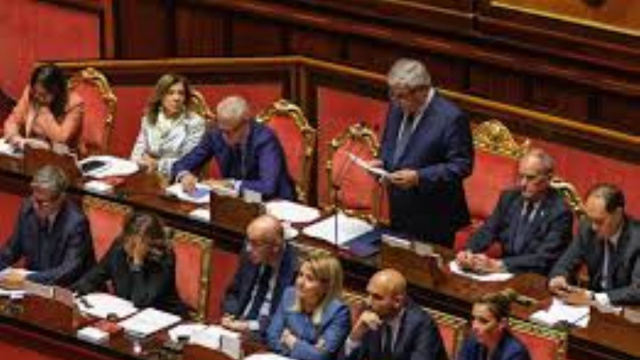 Un intervento di Tajani in Senato (© facebook)