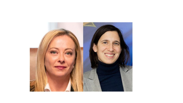 La premier Meloni a sinistra e la segretaria dem Schlein a destra (© Wikimedia Common)