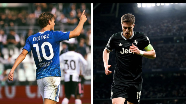 Nico Paz, trequartista del Como. Foto &copy; Como. Kenan Yildiz, attaccante della Juventus. Foto &copy; Juventus FC