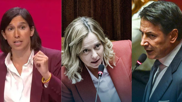 Elly Schlein, Giorgia Meloni e Giuseppe Conte (&copy; Facebook)