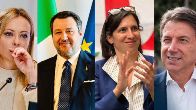 Giorgia Meloni, Matteo Salvini, Elly Schlein e Giuseppe Conte (&copy; Facebook)