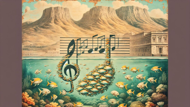 Numero 55 della Smorfia napoletana, 'a musica per i Pesci. © Immagine creata con Dall-E