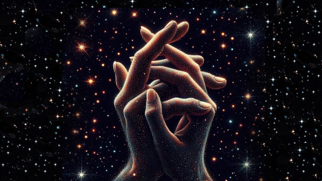 Mani intrecciate tra le stelle - © Pixabay IA.