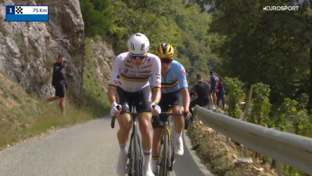 Remco Evenepoel e Tadej Pogacar agli Europei - © Screenshot Eurosport