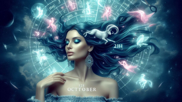 Giovane donna e segni zodiacali, &copy; AI Copilot.