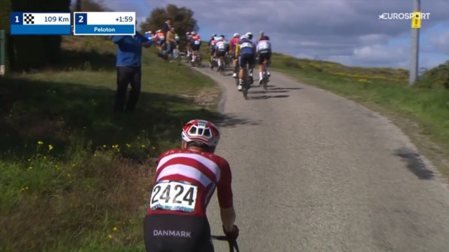 Jonas Vingegaard agli Europei di ciclismo - © Screenshot Eurosport