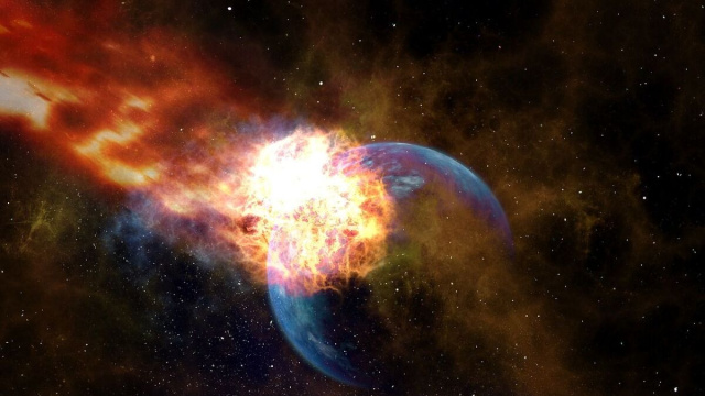 Il meteorite colpisce un pianeta © Pixabay.