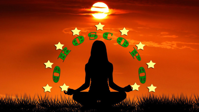 Donna in posizione yoga con le stelline dell'oroscopo - © Roberta Carsoli.