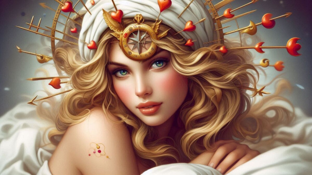 Donna con corona di cuori © AI Copilot