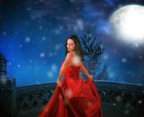 Donna in rosso danza nella notte al chiaro di luna - © Pixabay IA.