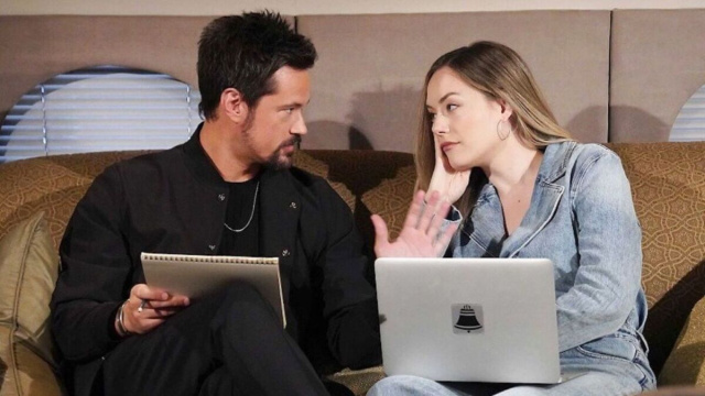 Hope e Thomas in una scena di Beautiful © Canale 5.