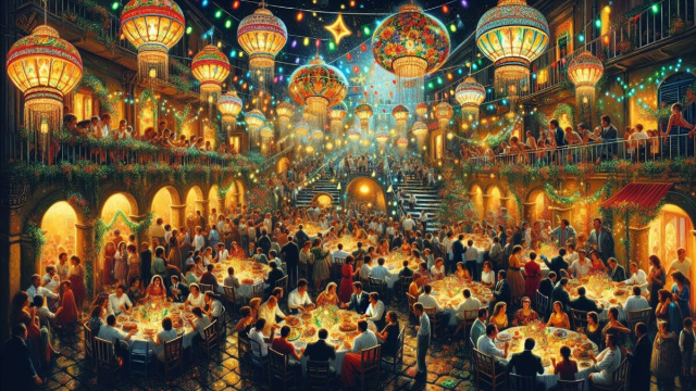 Numero 20 della Smorfia napoletana, 'a festa, per la Bilancia. © Immagine creata con Dall-E