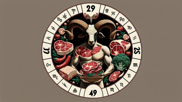 Numero 49 della Smorfia napoletana, 'o piezzo 'e carne, per il Capricorno il 8 dicembre. © Immagine creata con Dall-E