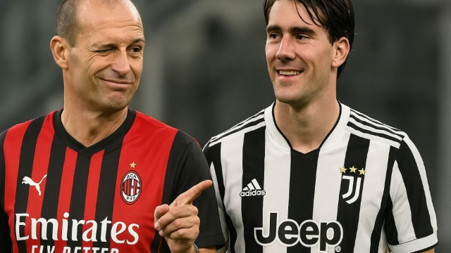Massimiliano Allegri e Dusan Vlahovic &copy; immagine realizzata con IA
