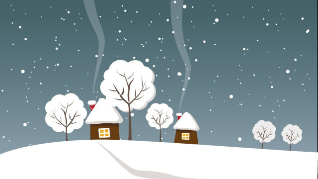 Paesaggio con casette e alberi innevati - &copy; Pixabay IA.