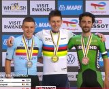 Remco Evenepoel sul podio dei Mondiali - &copy; Screenshot Eurosport