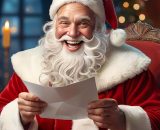 Babbo Natale contento di leggere l'oroscopo &copy; Pixabay.