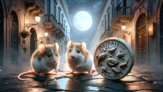 Numero 11 della Smorfia napoletana, 'e surice - Pesci il segno dell'intuito e dell'adattabilit&agrave;. &copy; Immagine creata con Dall-E