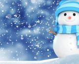 Pupazzo di neve con sciarpetta e cappellino con neve che cade - &copy; Pixabay IA.