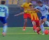 Il contatto al gol di Paz @ foto profilo Facebook Gianpaolo Calvarese