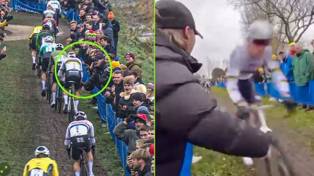 Van der Poel colpito dallo spettatore - &copy; Sporza