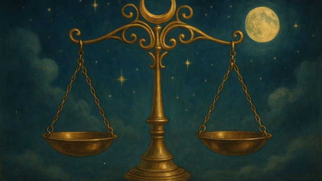 Illustrazione ispirata al segno zodiacale della Bilancia. &copy; Immagine creata con Dall-E