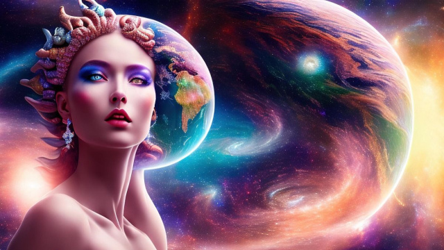Dea che osserva un pianeta © Immagine Pixabay