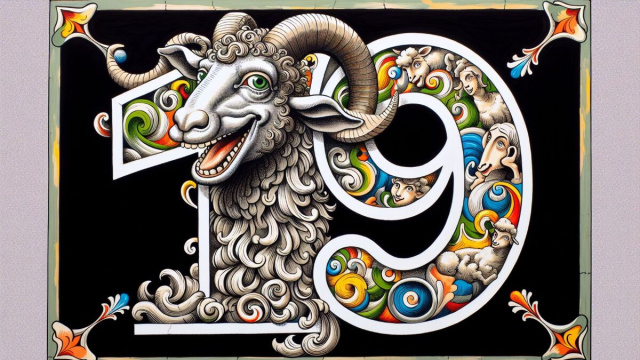 Numero 19 della Smorfia napoletana, 'a resata per l'Ariete. &copy; Immagine creata con Dall-E