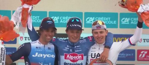 Il podio della scorsa Milano - Sanremo - © Youtube Giro d'italia