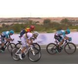 La volata della prima tappa dello UAE Tour - © Screenshot Eurosport.