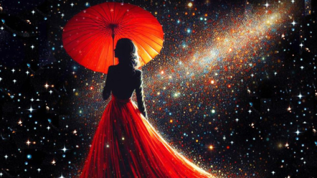 Donna in rosso con ombrello - © Pixabay AI