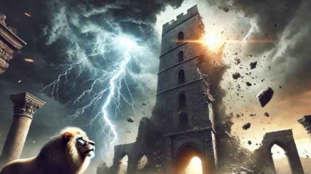 La Torre che scuote le certezze del Leone nei tarocchi dello zodiaco di domenica 2 marzo. © Immagine creata con Dall-E