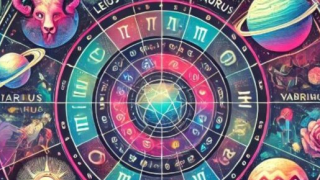 Ruota dello oroscopo con segni zodiacali- &copy; Immagine generata con ChatGPT.