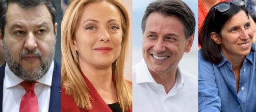 Matteo Salvini, Giorgia Meloni, Giuseppe Conte ed Elly Schlein (© Wikimedia commons)