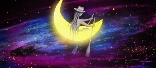 Bimba che naviga sulla luna © Pixabay.