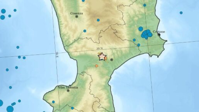I terremoti dello sciame sismico negli ultimi 30 giorni in provincia di Catanzaro © Mappa Ingv